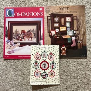 Christmas Holiday Cross Stitch Pattern Booklets Set of 3